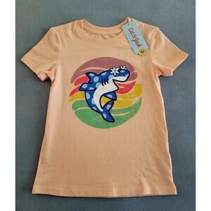 CAT & JACK Fun Shark Graphic, Short Sleeved, Lt Orange colored T-shirt-Sz 4T NEW